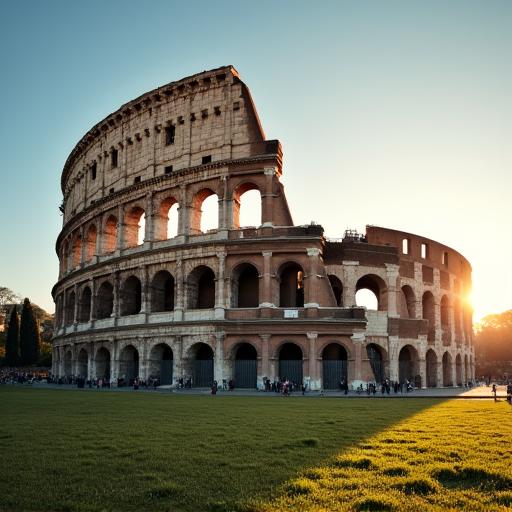 Il Colosseo illuminato dal sole del mattino